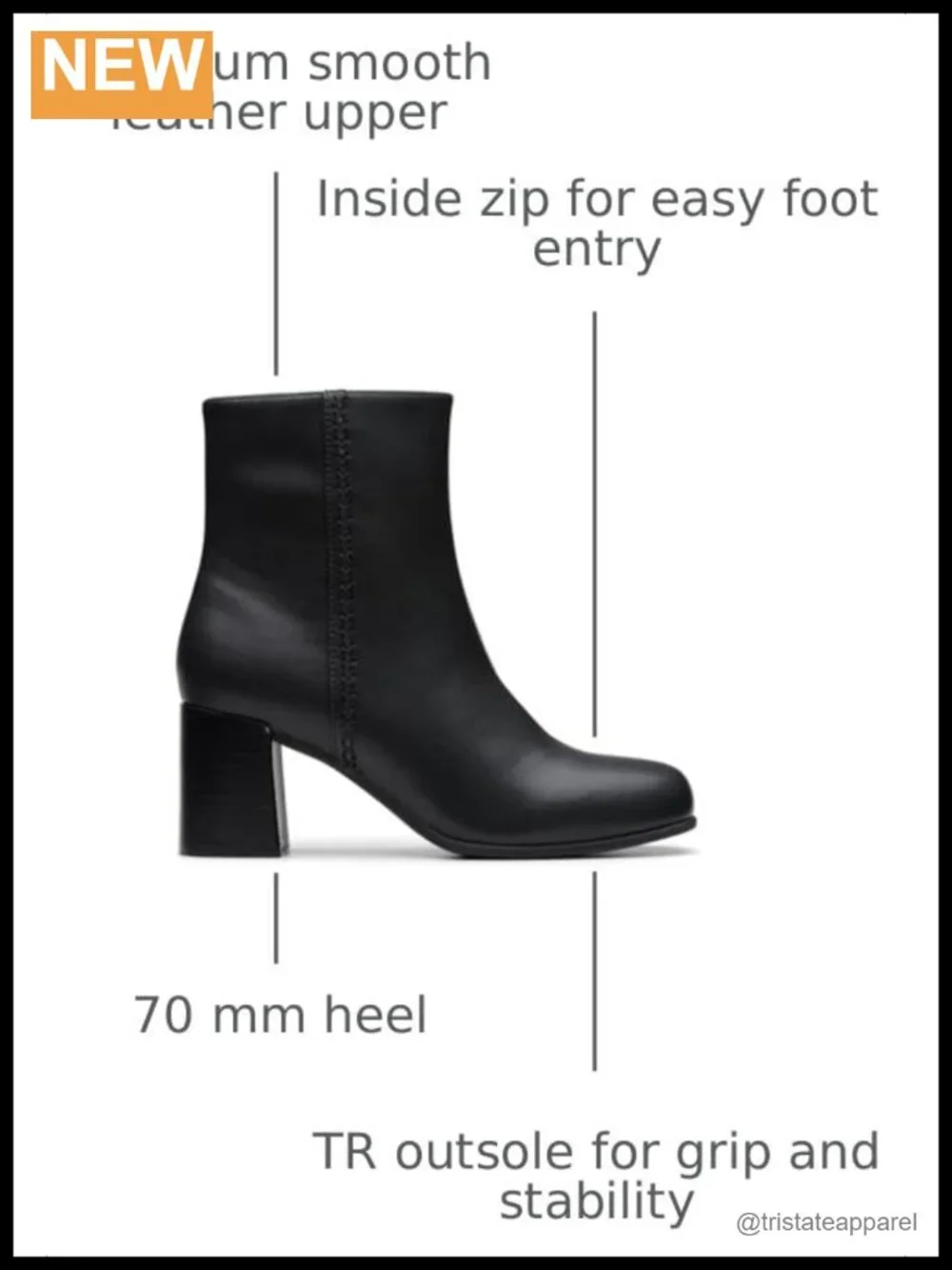 Clarks Women's Ankle Boots Leather Zip-up Comfortable